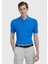 Mavi Polo Yaka Jakarlı Pamuk Karışımlı Triko 1
