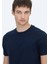 Lacivert Düz Bisiklet Yaka %100 Pamuk T-Shirt 4