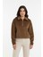 Vizon Kadın Peluş Yarım Fermuarlı Crop Sweatshirt 3056A 1