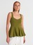 31973 Peplum Streç Top-Yağ Yeşil 1