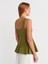 31973 Peplum Streç Top-Yağ Yeşil 2
