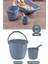 2’li Bebek Banyo Su Kovası ve Maşrapası Seti, Saplı Oluklu Kova 13LT ve Maşrapa 1,5lt Set Mavi 1