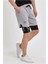 Unisex Baskılı İç Cepli Sporcu Alt Taytlı Şort - Gri 1