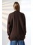 Yarım Balıkçı Yaka Oversize Geniş Kesim Pamuklu Yumuşak Dokulu Basic Kadın Tunik Sweatshirt 21910 Kahve 4