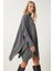 Yandan Yırtmaçlı Oversize Panço Kazak LYY0016 Füme 2