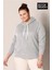 Kadın Büyük Beden Kapşonlu Ince Sweatshirt SPR24BSWK57 2