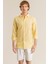 Erkek Sarı %100 Keten Modern Fit Cepsiz Gömlek 1