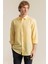 Erkek Sarı %100 Keten Modern Fit Cepsiz Gömlek 2