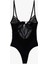 V Yaka Ince Askılı Transparan Dantelli Bodysuit 1