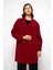 Desenli Astarlı Oversize Kruvaze kaban Kırmızı 3095 2