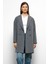 Desenli Astarlı Oversize Kruvaze kaban Gri 3095 1