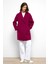 Desenli Astarlı Oversize Kruvaze kaban Fuşya 3095 4