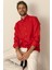 Erkek %100 Keten Kırmızı Düğmeli Yaka Modern Fit Cepsiz Gömlek 2