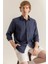 Erkek %100 Keten Lacivert Modern Fit Cepsiz Gömlek 5