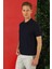 Slim Fit Fermuarlı Polo Yaka Kısa Kol Lacivert Triko Tr 865 2