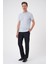 Comfort Fit Bisiklet Yaka Viskon Karışımlı Casual Mavi Tişört Ts 902 1