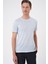 Comfort Fit Bisiklet Yaka Viskon Karışımlı Casual Mavi Tişört Ts 902 2
