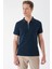 Slim Fit Fermuarlı Polo Yaka %100 Pamuk Lacivert Tişört Ts 877 1