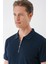 Slim Fit Fermuarlı Polo Yaka %100 Pamuk Lacivert Tişört Ts 877 4