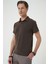Slim Fit Düğmeli Polo Yaka Pamuklu Koyu Vizon Tişört Ts 879 5
