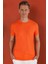 Slim Fit Bisiklet Yaka Düz Pamuklu Oranj Tişört Ts 823 4