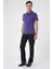 Slim Fit Düğmeli Polo Yaka Pamuklu Mor Tişört Ts 879 1