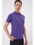 Slim Fit Düğmeli Polo Yaka Pamuklu Mor Tişört Ts 879 2