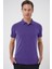 Slim Fit Düğmeli Polo Yaka Pamuklu Mor Tişört Ts 879 3