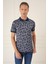 Slim Fit Dal Yaprak Desen Polo Yaka Pamuklu Lacivert Tişört Ts 884 3