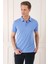 Slim Fit Düğmeli Polo Yaka Pamuklu Mavi Tişört Ts 879 2