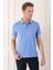 Slim Fit Düğmeli Polo Yaka Pamuklu Mavi Tişört Ts 879 3