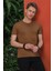 Slim Fit Bisiklet Yaka Düz Pamuklu Tarçın Tişört Ts 823 2
