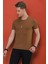 Slim Fit Bisiklet Yaka Düz Pamuklu Tarçın Tişört Ts 823 3