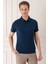 Slim Fit Düğmeli Polo Yaka Pamuklu Lacivert Tişört Ts 879 1