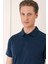 Slim Fit Düğmeli Polo Yaka Pamuklu Lacivert Tişört Ts 879 3