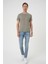 Comfort Fit Bisiklet Yaka Viskon Karışımlı Casual Açık Yeşil Tişört Ts 902 1