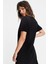 Miyav Kurukafa Siyah Kısa Kollu Penye Kadın T-Shirt Elbise 2