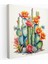Çöl Duvar Sanatı - Çiçek Açan Saguaro Kaktüsü Suluboya Kanvas Tablo - Çöl Suluboya ve Mürekkep Çizimi Kanvas Tablo Çiçek Açan Saguaro Kaktüsü 1