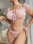 Kadın Pembe Bustiyer Külot Sexy Kostüm 8013 1