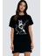 Sarman Rock Siyah Kısa Kollu Penye Kadın T-Shirt Elbise 1