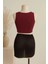 Kadın Bordo Yuvarlak Yaka Crop ve Siyah Pareo 2'li Set 2