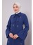 Indigo Fular Detaylı Işlemeli Ferace 3