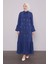 Indigo Fular Detaylı Işlemeli Ferace 1