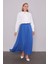 Mavi Pliseli Beli Lastikli Etek 6
