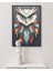 Metal Çerçeveli Gerçek Camlı Tablo, Geometrik Desenli Baykuş, Dijital Baskı, Salon , Ofis Tablo 1