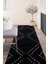 Dijital Kaymaz Yıkanabilir Siyah Modern Salon Halısı Mutfak Halısı Yolluk DC-7196 Siyah 1