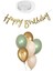 7 Küf Yeşili 3 Krom Gold 3 Kum Rengi Pastel Balon Gold Happy Birthday Banner Mini Zincir Balon Seti 5