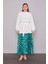 Zümrüt Yeşili Piliseli Desenli Etek Takım 2