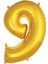9 (Dokuz)- Rakam 40 Inç Helyum Gold Renk Folyo Balon 100 cm 1