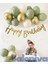Küf Yeşili - Gold Balon ve Banner Seti Happy Birthday Banner Mini Zincir Balon Seti 1